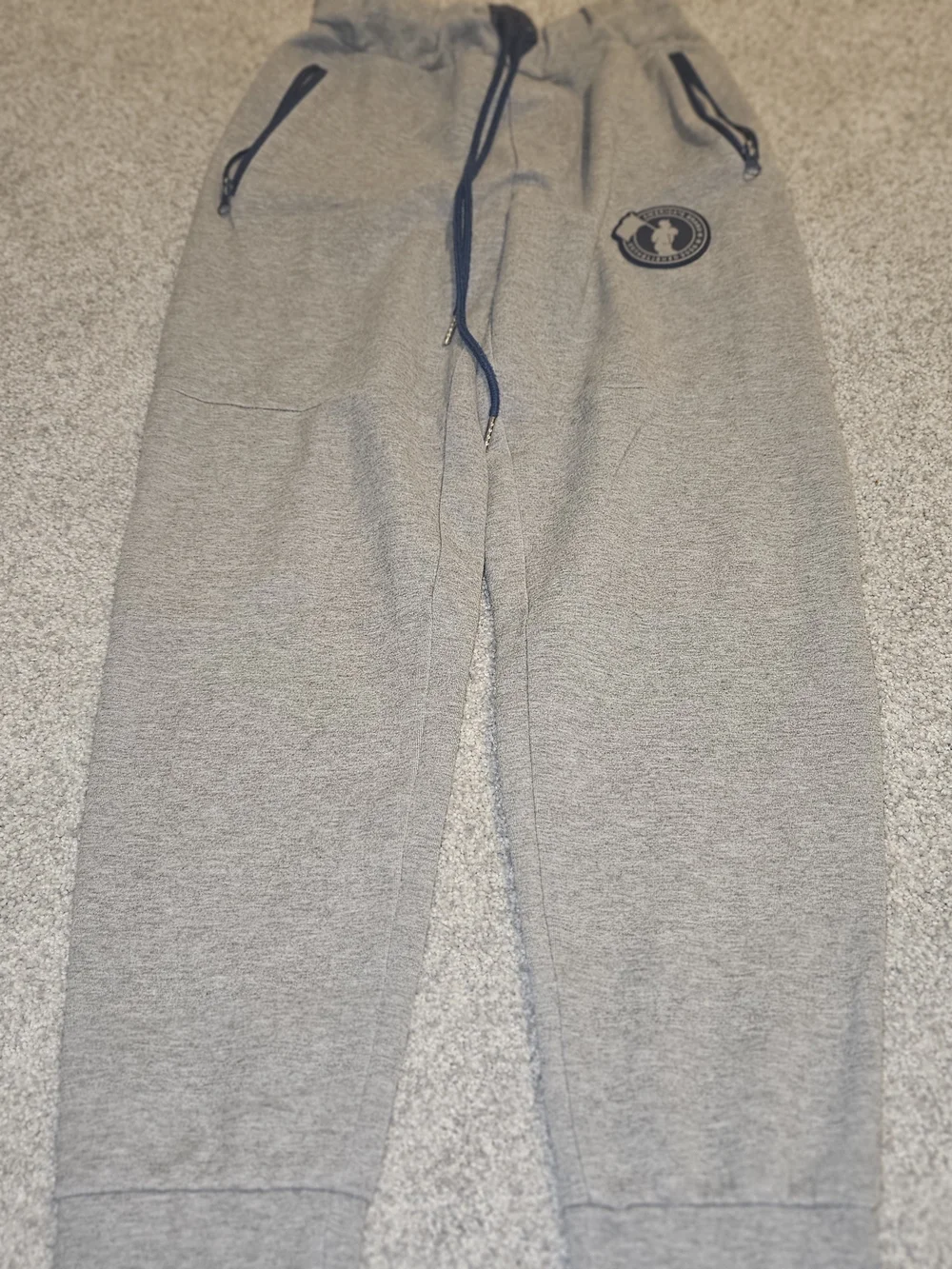 Men's Grey Baseballism Joggers with Navy Accents
